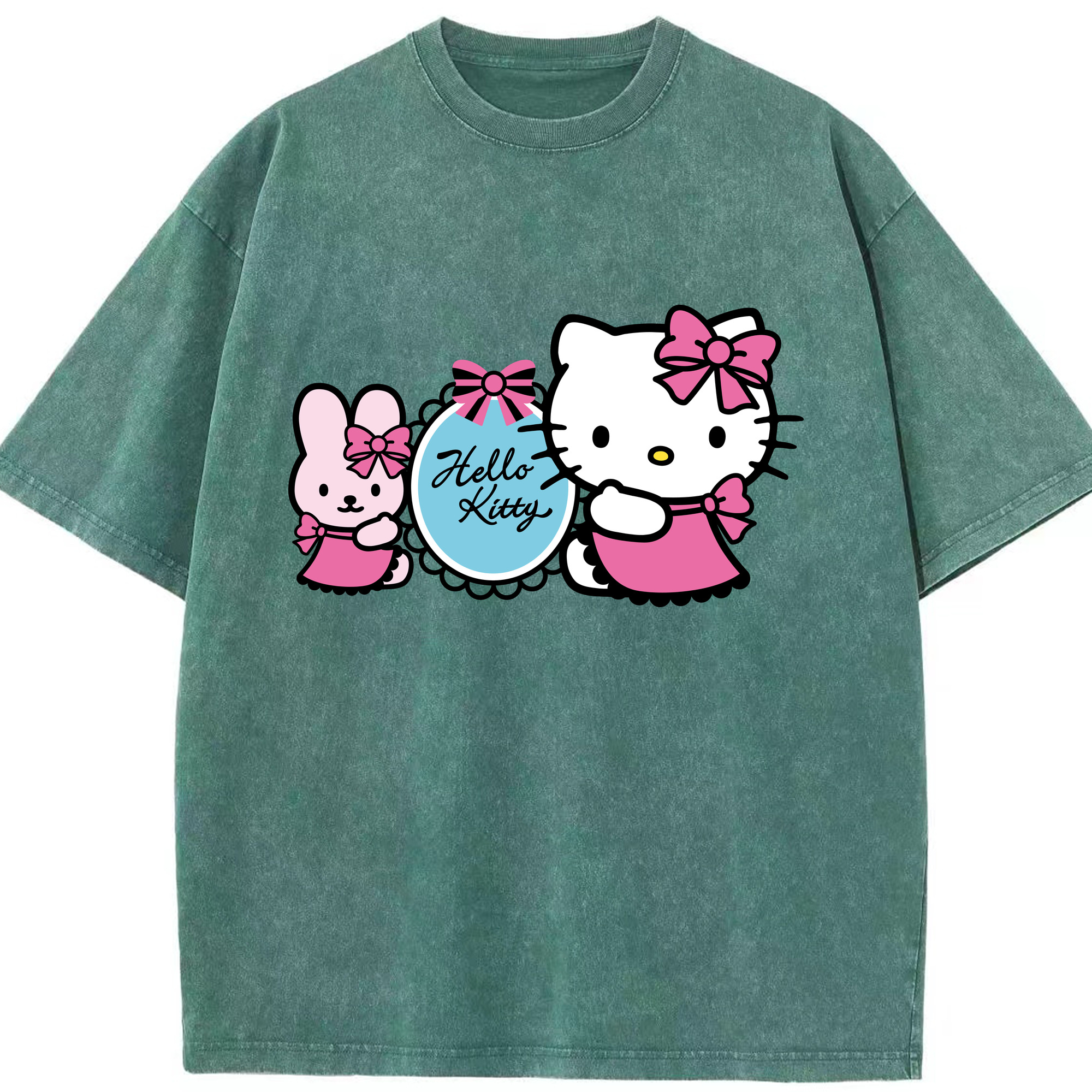（画像用） Hello Kitty ハローキティ 綿100% ヴィンテージ風 半袖Tシャツ（フロントプリント）